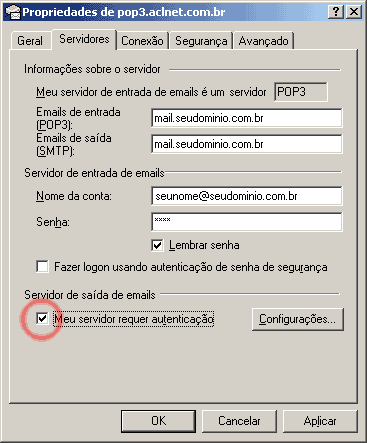 Servidor requer autenticação