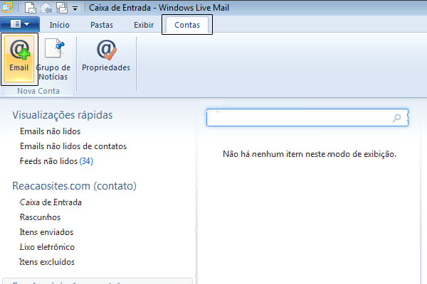 Contas > Email