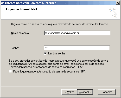 Conta e senha