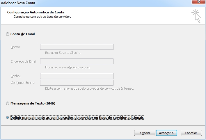 Configuração manual