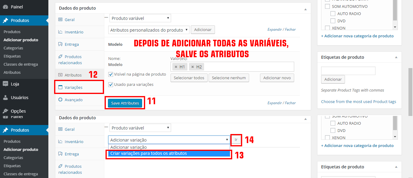 Criar variações
